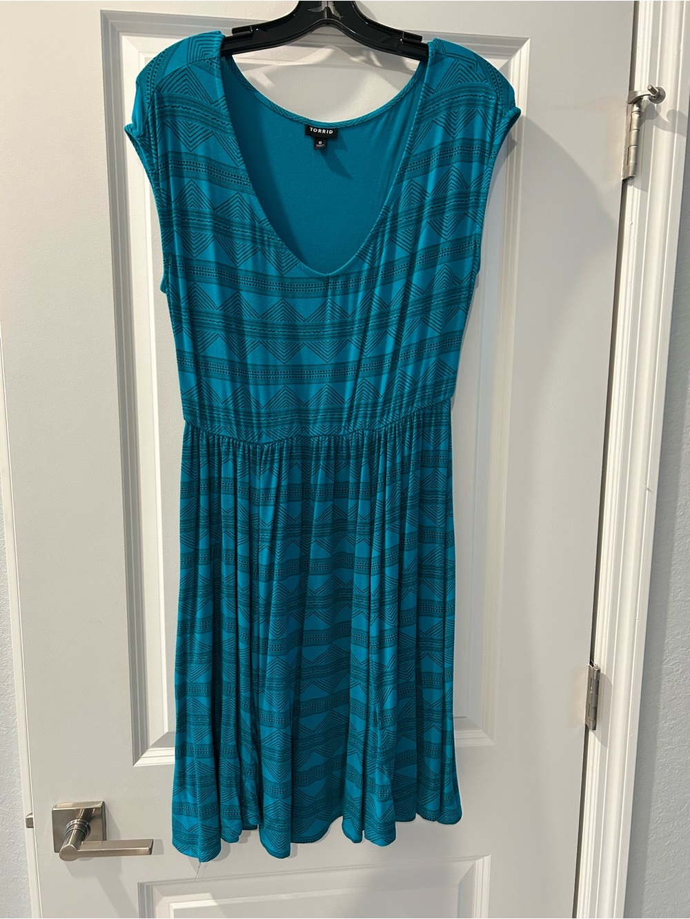 torrid teal patterned scoop-neck mini dress